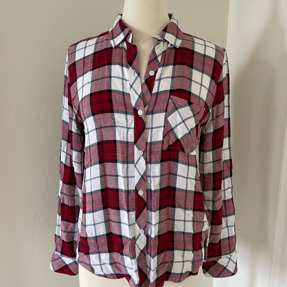 Rails Hunter Scarlett White Sky Plaid Buttondown Size Small